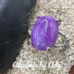Purple Jade silver gem ring